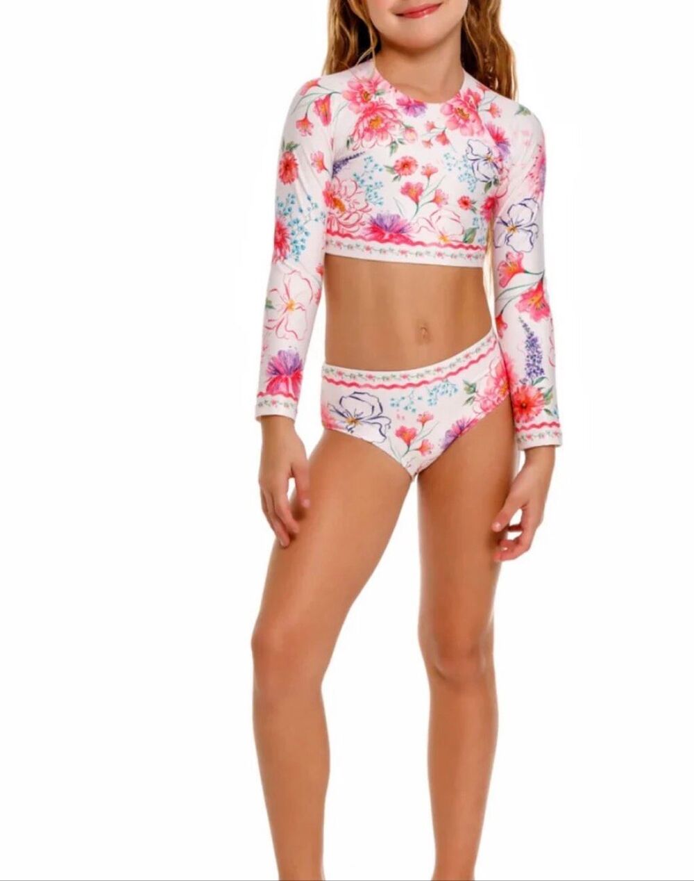 Agua Bendita Caramel Chroma Long Sleeve Two-Piece Set | White and Pink in 3